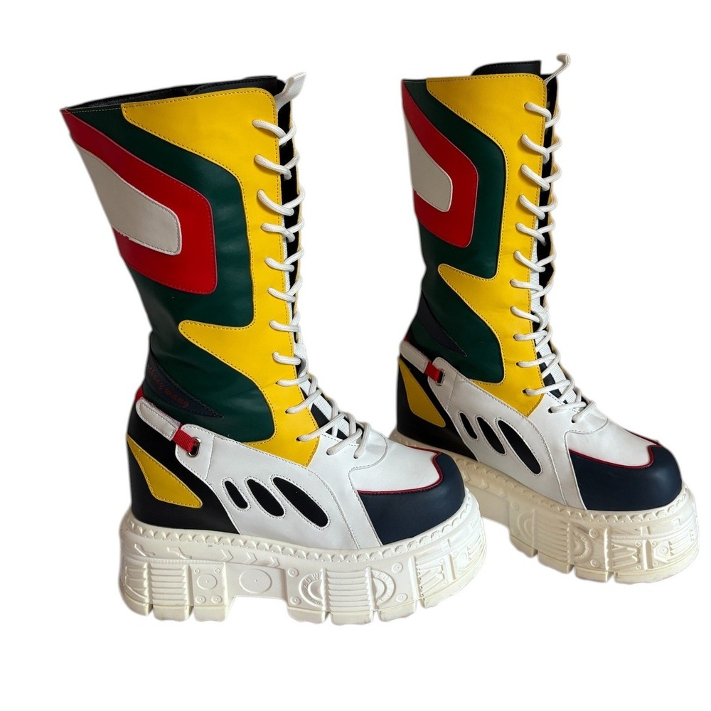Anthony Wang Guava-01 Lace Up Platform Boots PU‎ Leather Womens 8.5